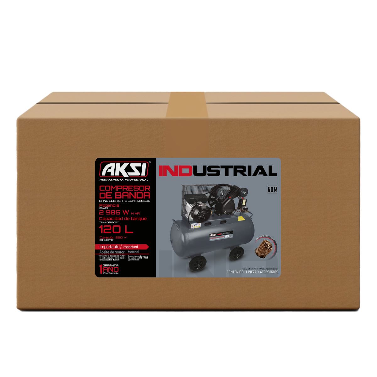 Foto 2 | Compresor de Aire Aksi 120 Lts 4 Hp 2985w Industrial