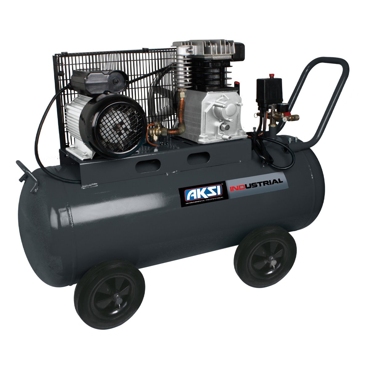 Foto 2 pulgar | Compresor de Aire Aksi 100 Lts 4 Hp 2985w Industrial con Ruedas y Motor de Cobre