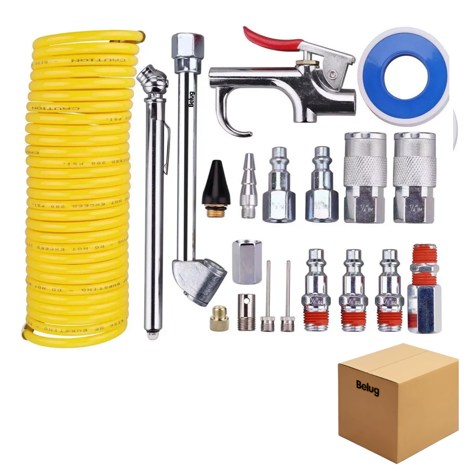 Foto 1 | Kit Accesorios Aire Para Compresor Con Manguera Belug 20 Piezas