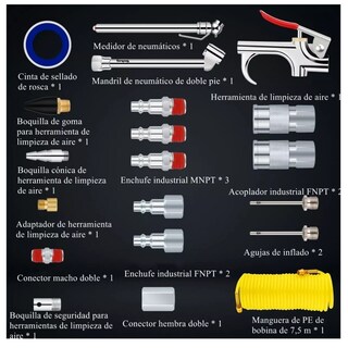 Foto 2 | Kit Accesorios Aire Para Compresor Con Manguera Belug 20 Piezas
