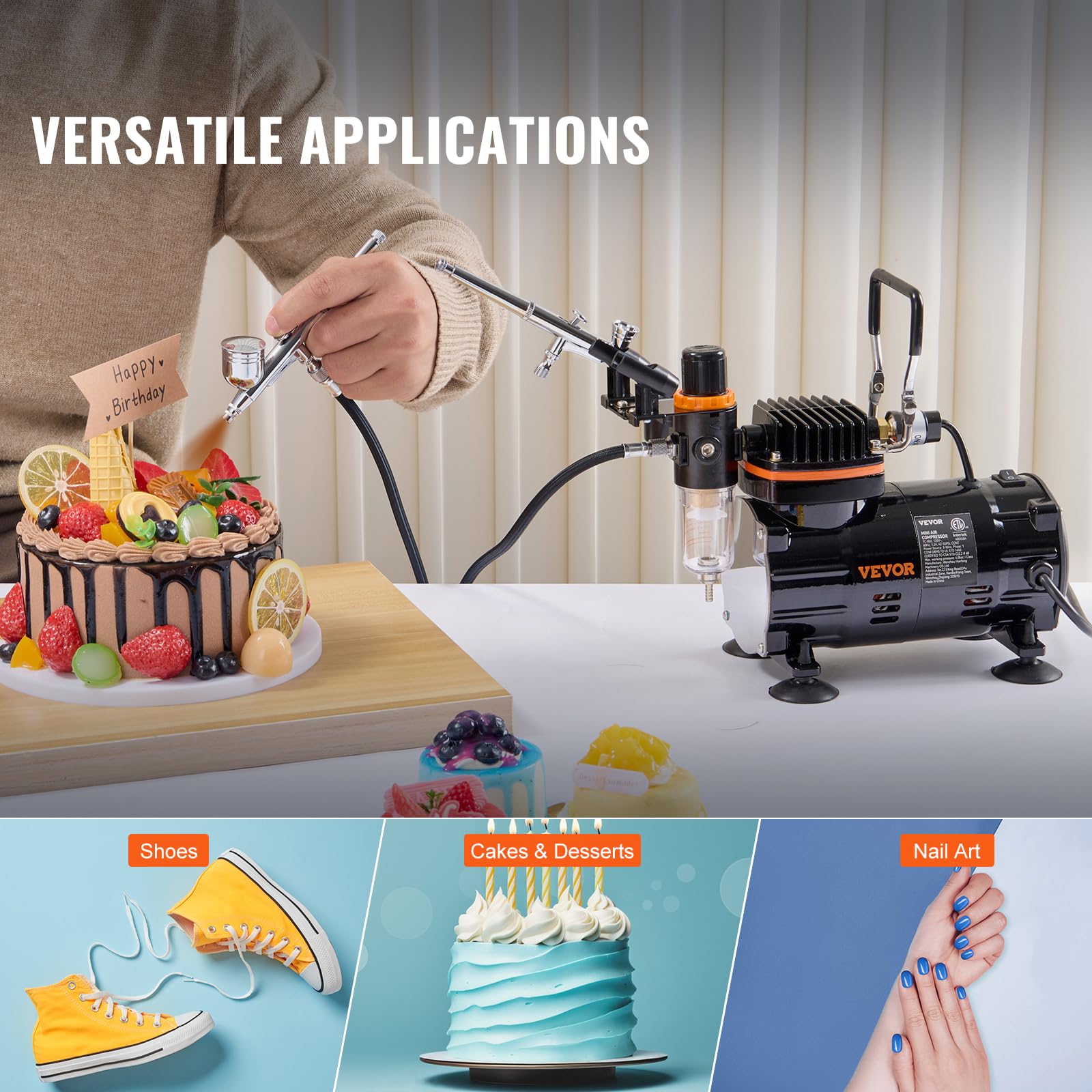 Foto 7 pulgar | Kit De Aerógrafo Vevor Professional Con Compresor Y 3 Aerógrafos - Venta Internacional.
