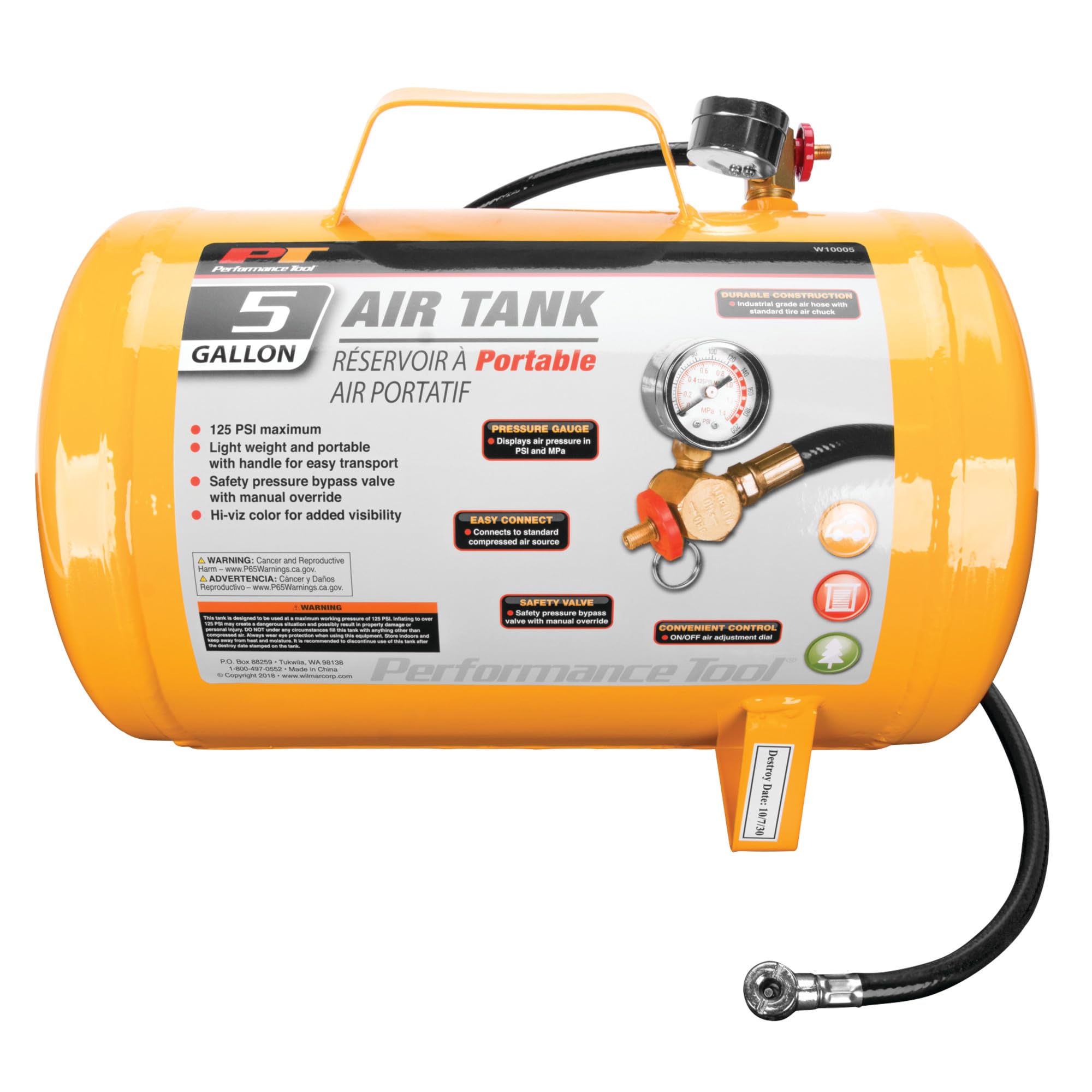 Foto 2 | Herramienta Air Tank Performance Tool W10005 Hi-viz De 19 Litros Con Mandril Para Neumáticos - Venta Internacional.