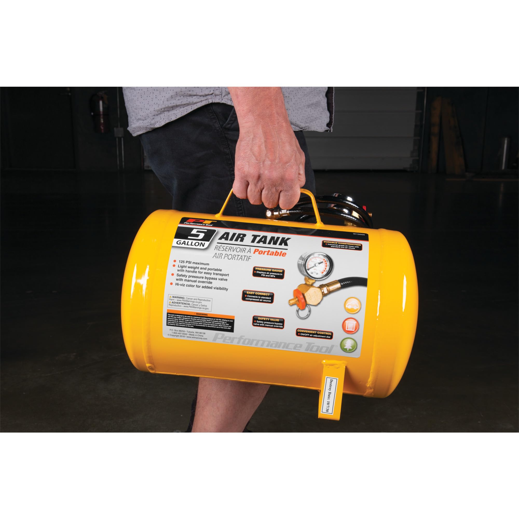 Foto 5 | Herramienta Air Tank Performance Tool W10005 Hi-viz De 19 Litros Con Mandril Para Neumáticos - Venta Internacional.