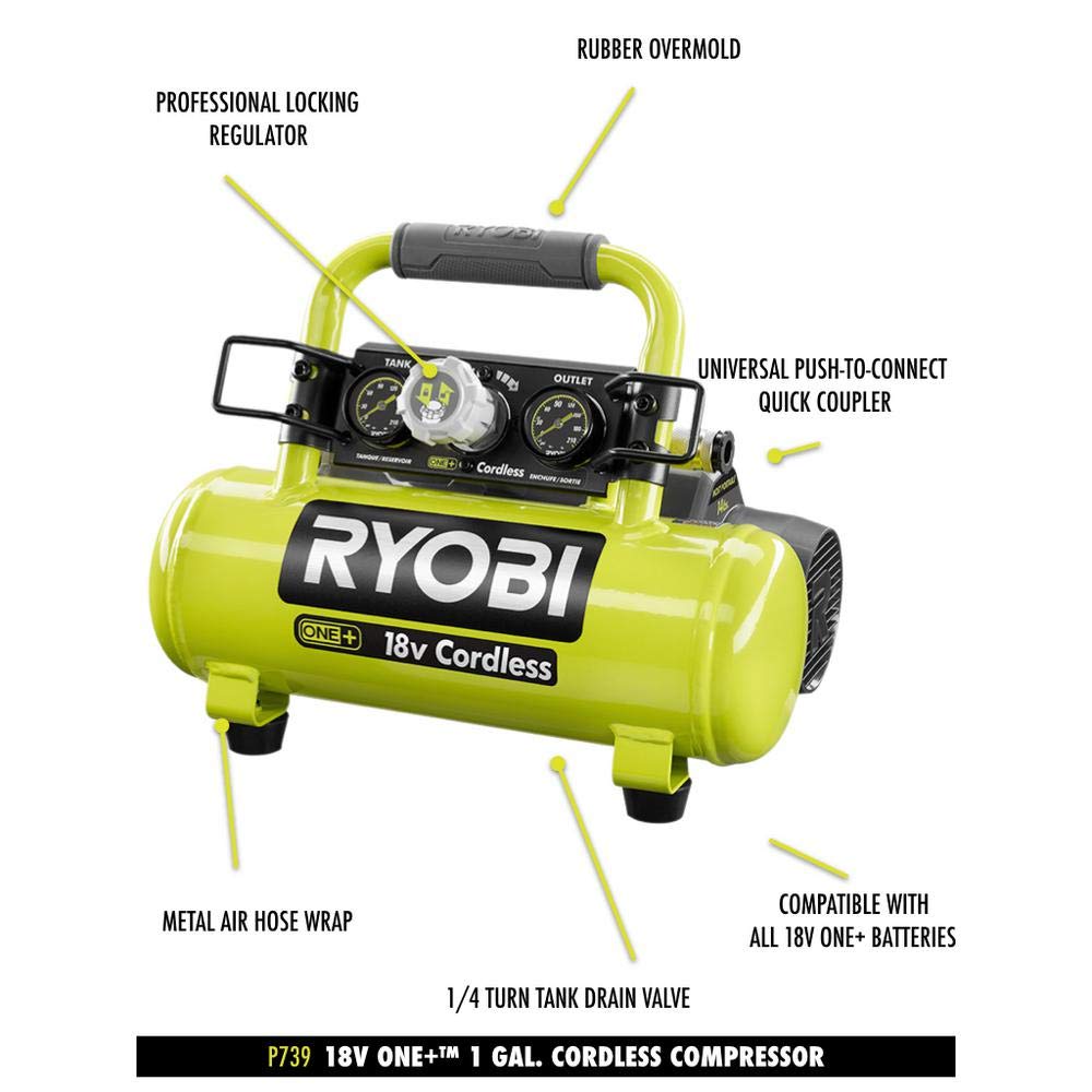 Foto 3 pulgar | Compresor De Aire Ryobi One+™ De 18 V, 4 Litros, 1 Galón, Inalámbrico - Venta Internacional.