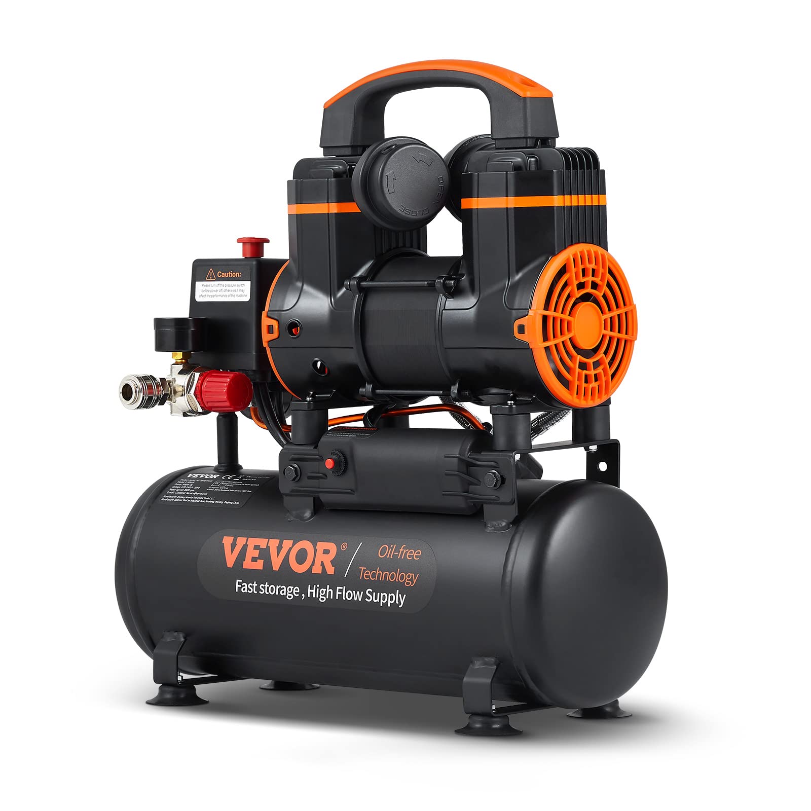 Foto 2 pulgar | Compresor De Aire Vevor 8l 1.2hp 2.2 Cfm @90psi 116psi Sin Aceite - Venta Internacional.