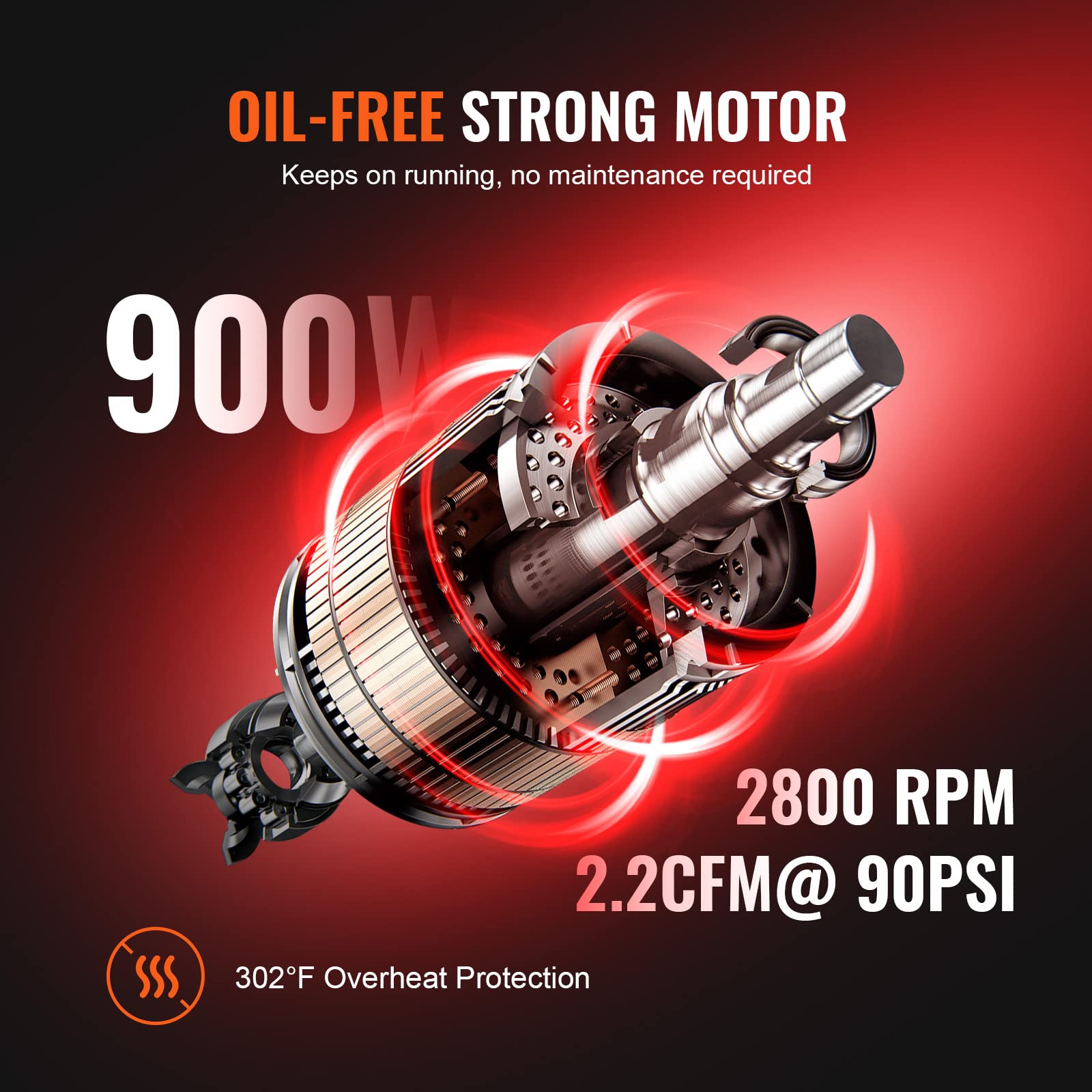 Foto 2 | Compresor De Aire Vevor 8l 1.2hp 2.2 Cfm @90psi 116psi Sin Aceite - Venta Internacional.