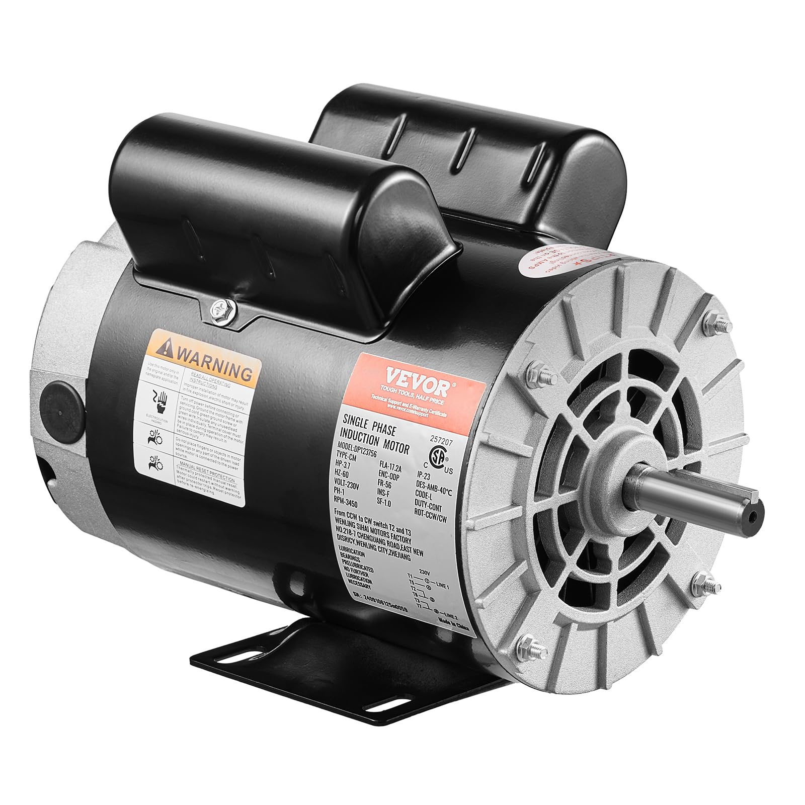 Foto 1 | Motor De Compresor De Aire Vevor 3.7hp 3450rpm 230v 17.2a 56 Chasis - Venta Internacional.