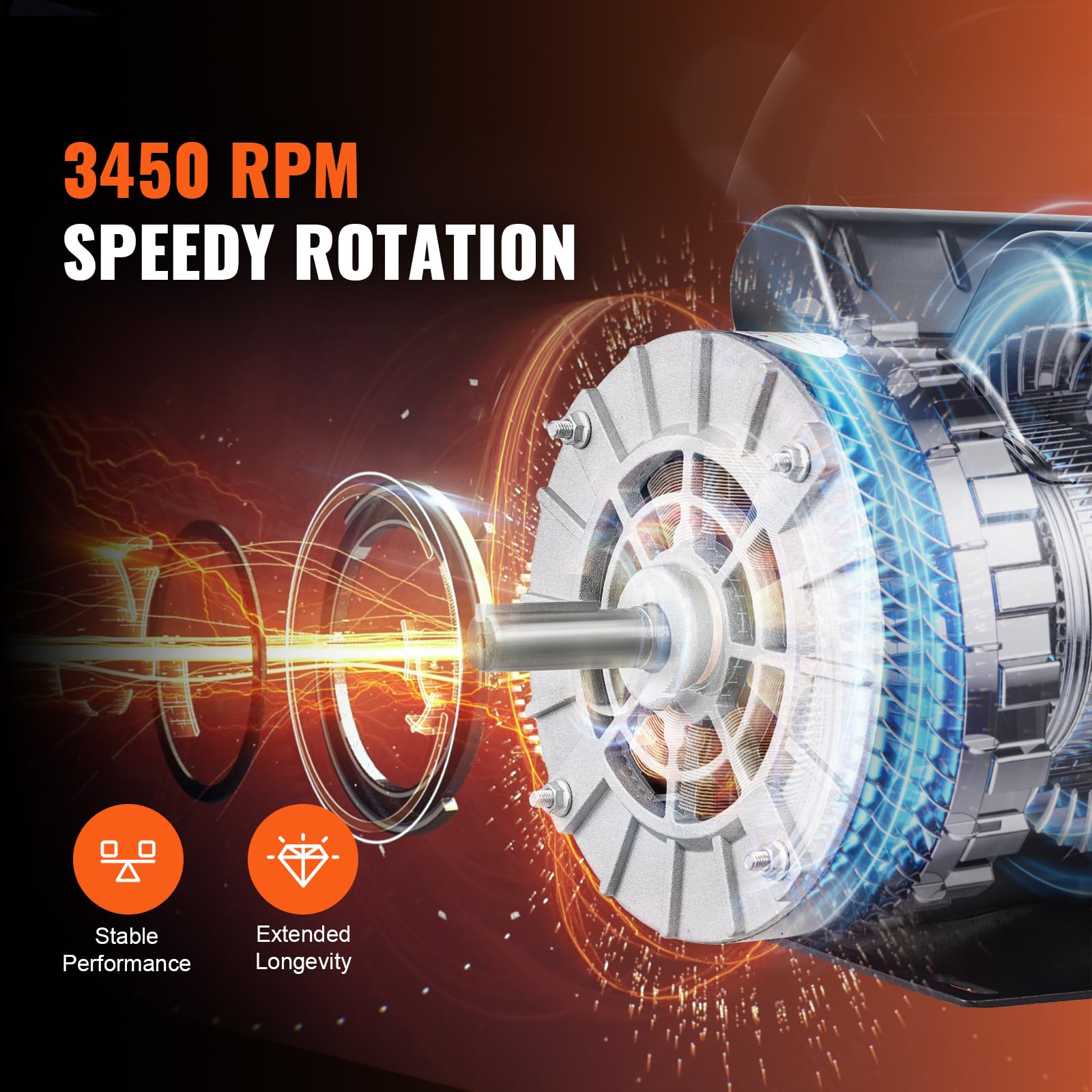 Foto 4 pulgar | Motor De Compresor De Aire Vevor 3.7hp 3450rpm 230v 17.2a 56 Chasis - Venta Internacional.