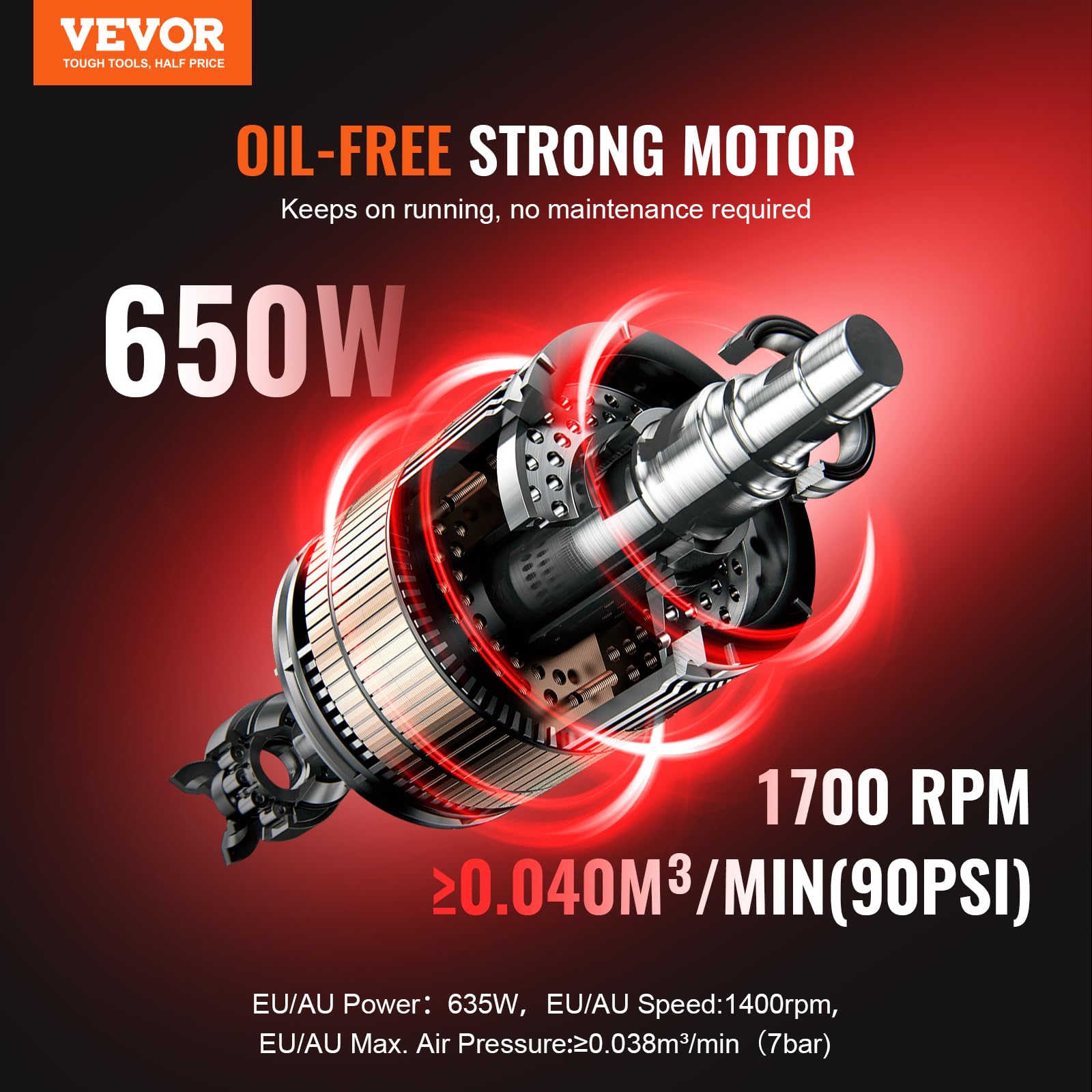 Foto 3 pulgar | Compresor De Aire Vevor, Tanque De Acero De 1 Galón, 1 Hp, 1.5 Cfm, 120 V - Venta Internacional.