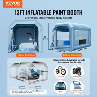 Foto 2 | Cabina De Pintura Inflable Vevor 4 X 3 X 2,7 M Con Ventilador De 750 W - Venta Internacional.