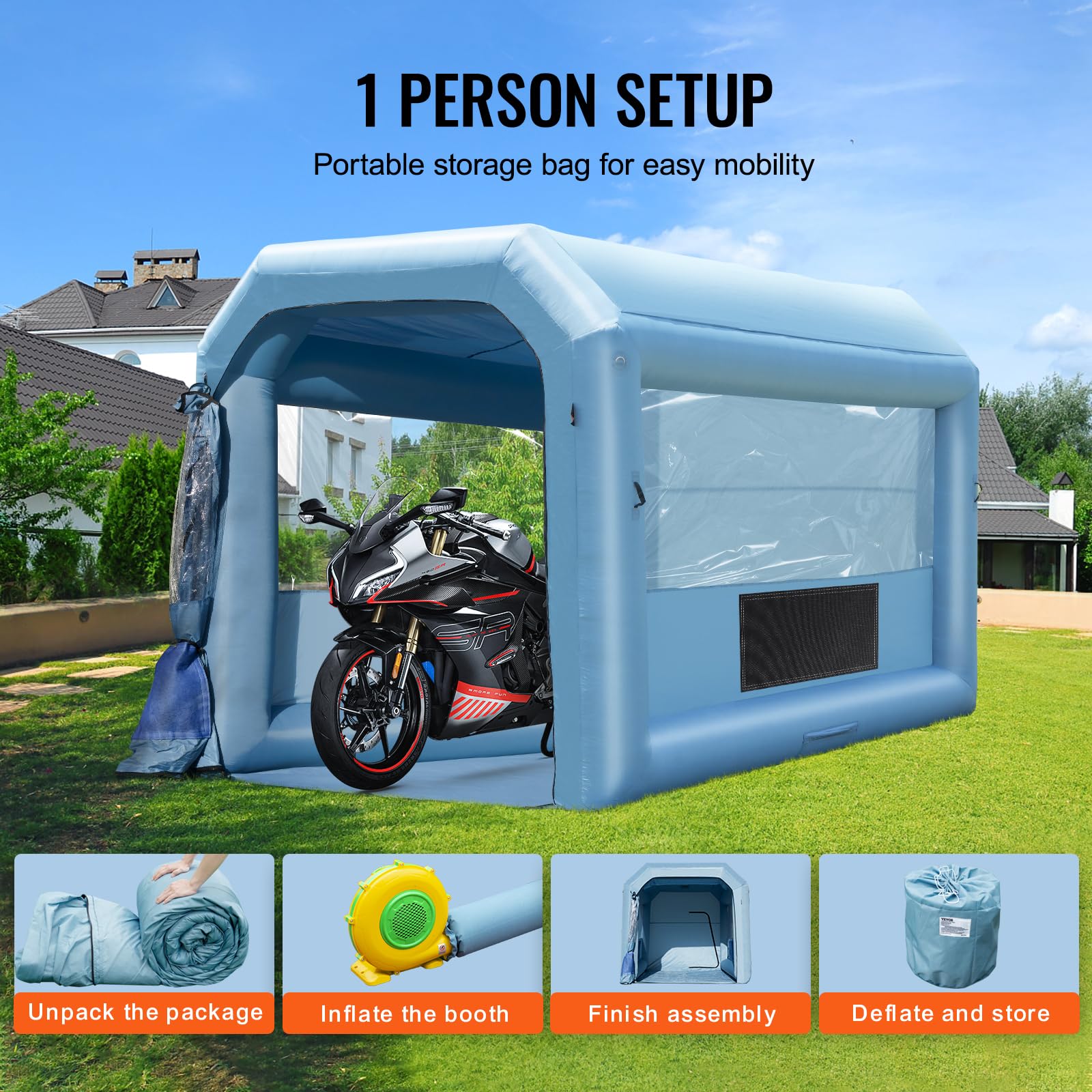 Foto 6 | Cabina De Pintura Inflable Vevor 4 X 3 X 2,7 M Con Ventilador De 750 W - Venta Internacional.