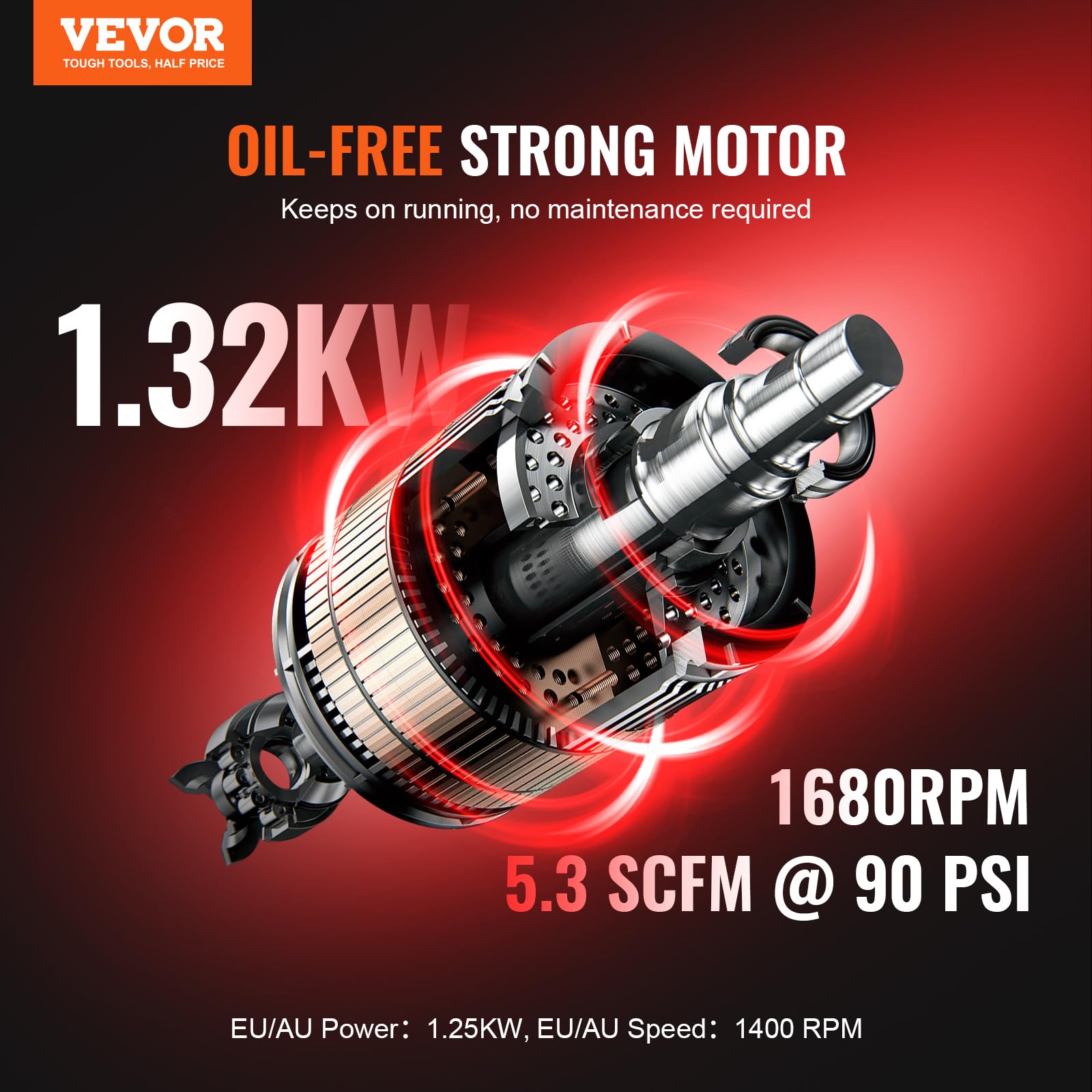 Foto 2 | Compresor De Aire Vevor Con Tanque De Acero De 10 Galones, 2 Hp, 5.3 Cfm, 125 Psi - Venta Internacional.