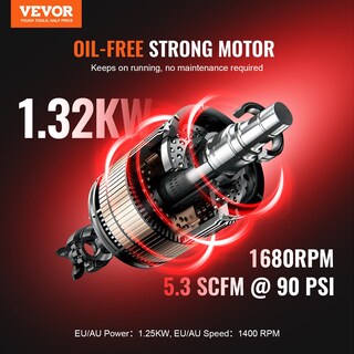 Foto 2 | Compresor De Aire Vevor Con Tanque De Acero De 10 Galones, 2 Hp, 5.3 Cfm, 125 Psi - Venta Internacional.