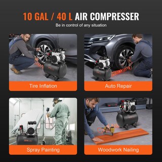 Foto 6 | Compresor De Aire Vevor Con Tanque De Acero De 10 Galones, 2 Hp, 5.3 Cfm, 125 Psi - Venta Internacional.