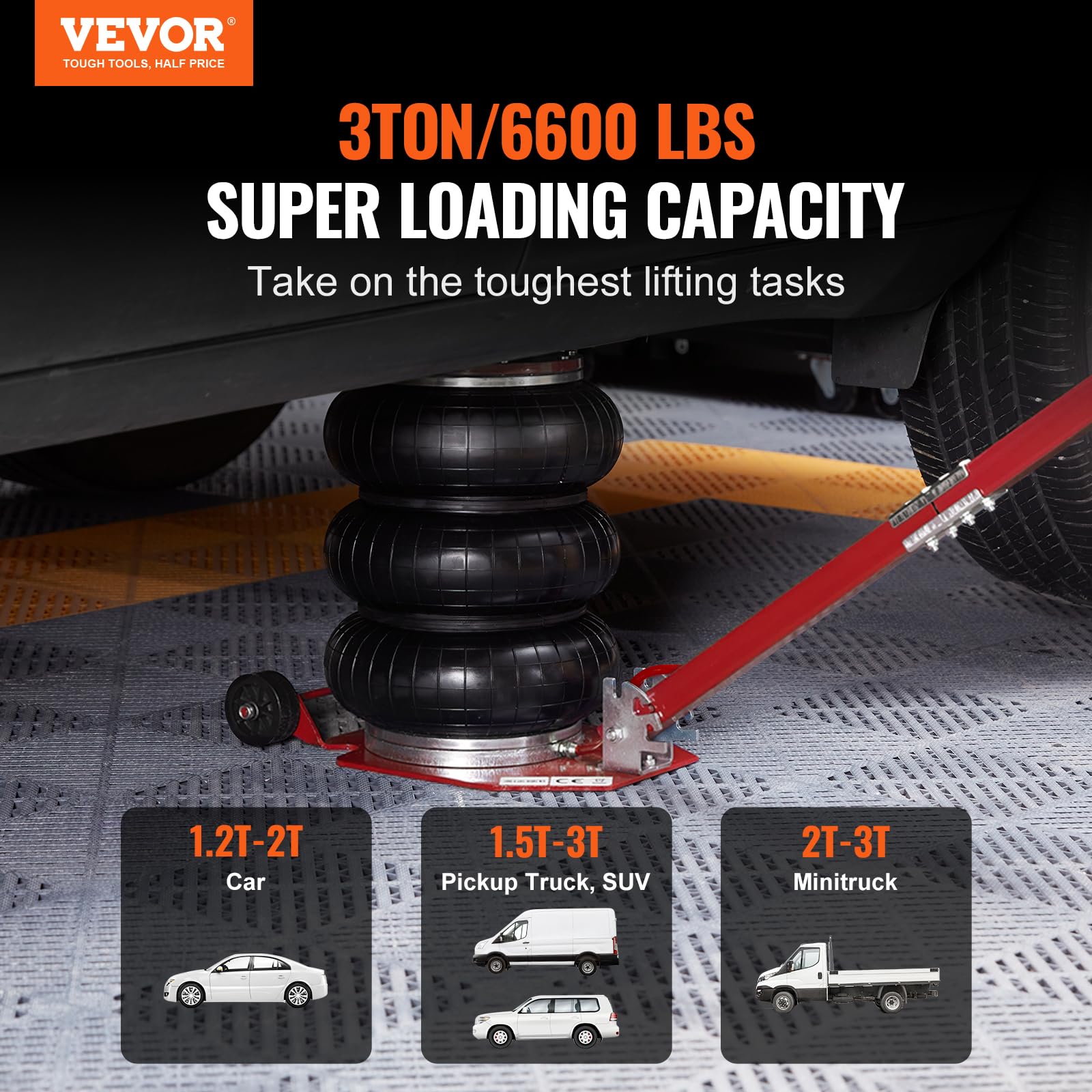 Foto 3 pulgar | Air Jack Vevor, 3 Toneladas/6600 Libras, Triple Bolsa Air Jack Lift 15.75 - Venta Internacional.