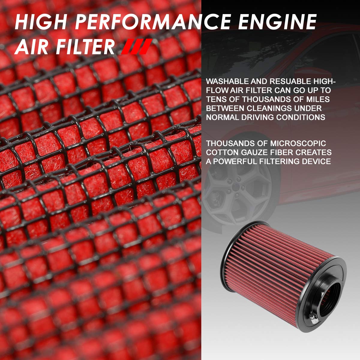 Foto 4 pulgar | Filtro De Aire Dna Motoring Afpn-228-rd Lavable Para Ford - Venta Internacional.