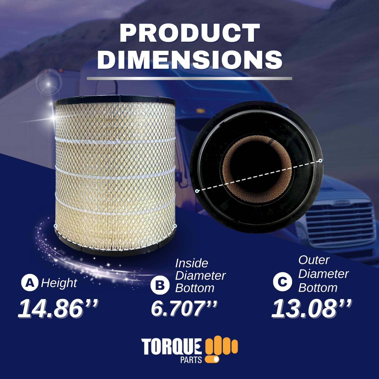 Foto 3 | Filtro De Aire Del Motor Compatible Con Torque Freightliner Columbia - Venta Internacional.