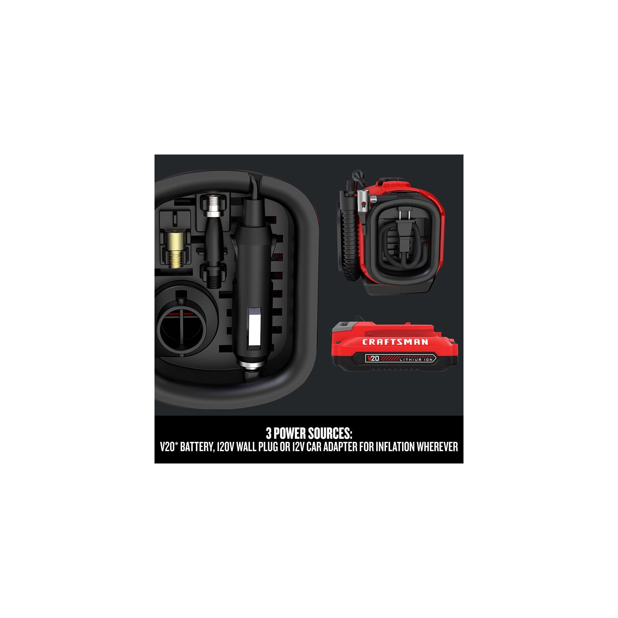 Foto 5 pulgar | Inflador De Neumáticos Craftsman V20, Compresor De Aire Portátil, 3 Modos - Venta Internacional.