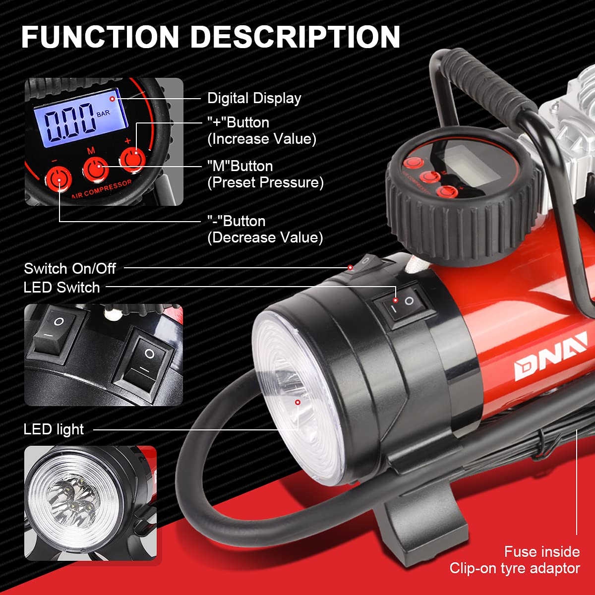 Foto 3 pulgar | Bomba De Aire, Compresor De Aire Portátil, 12 V, 125 Psi - Venta Internacional.