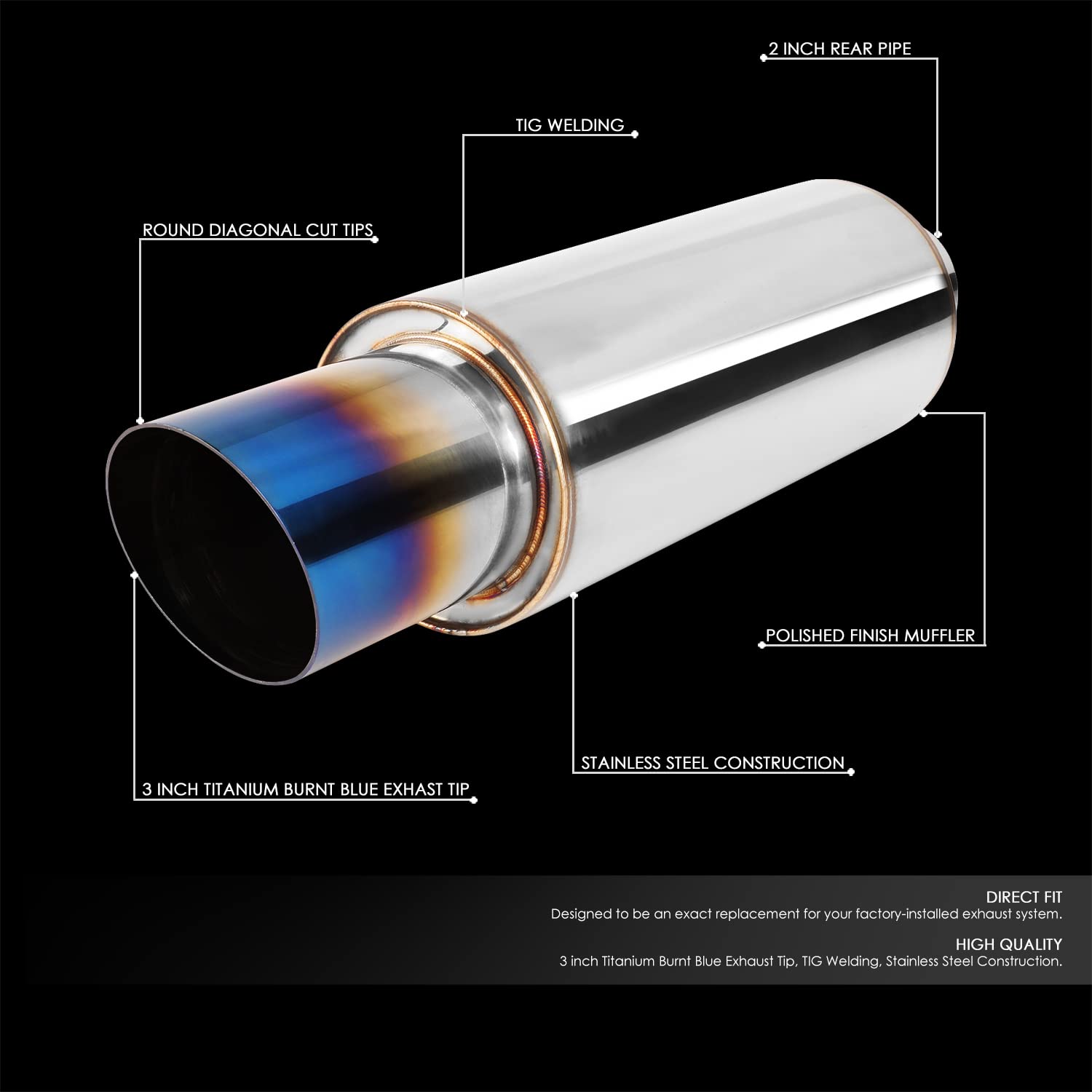 Foto 3 pulgar | Silenciador De Escape Dna Motoring Exa-mf-001-t1 Straight 4 Od - Venta Internacional.