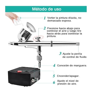 Foto 3 | Kit Aerógrafo Multiuso Doble Acción Para De Pasteles