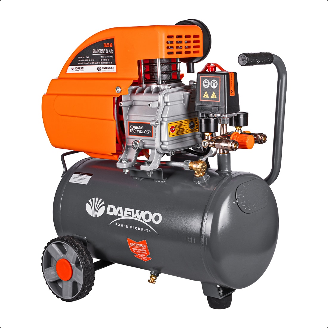 Compresor De Aire  Lubricado  Horizontal 24l 2hp 110v 115psi (+kit) Daewoo $4,999