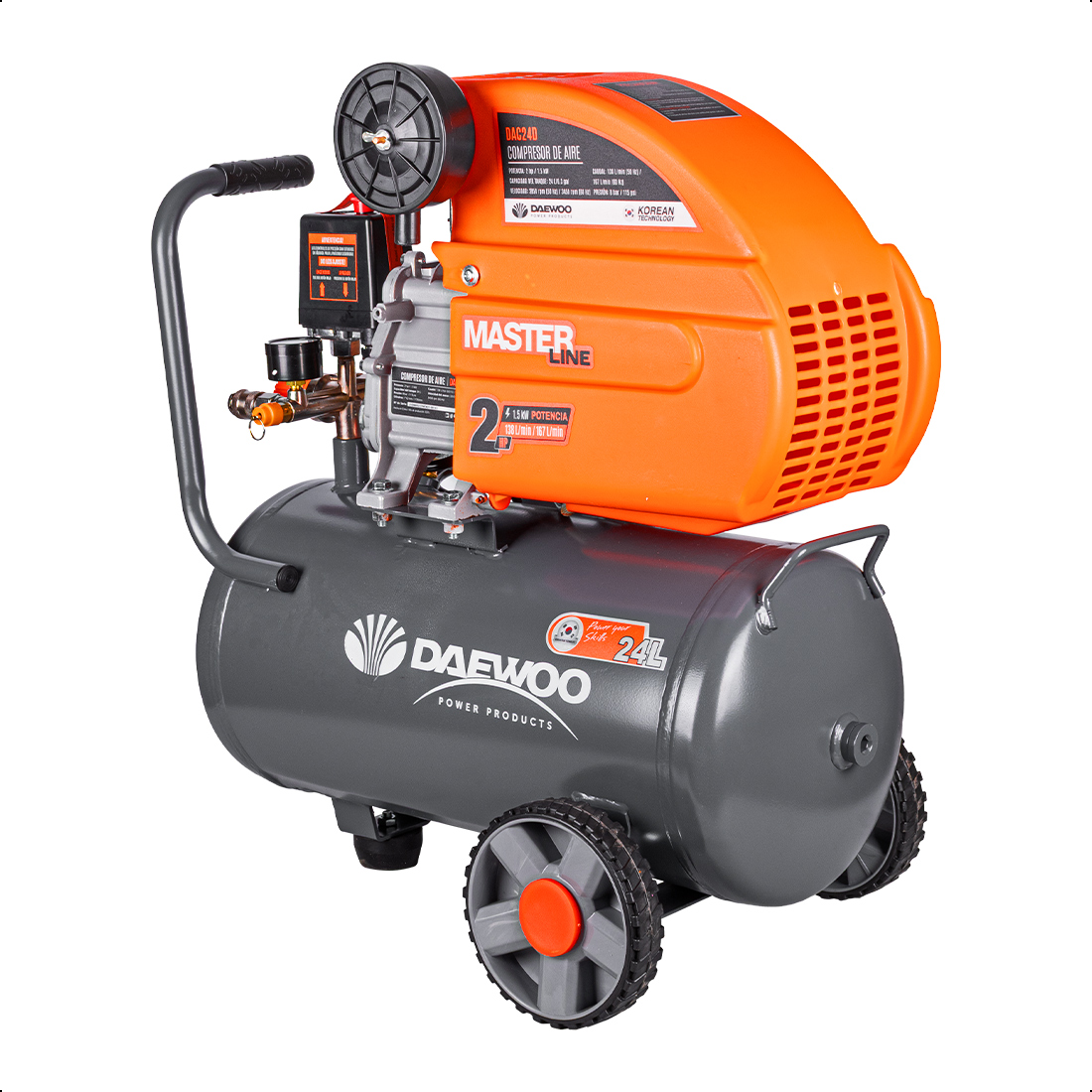 Foto 3 pulgar | Compresor De Aire  Lubricado  Horizontal 24l 2hp 110v 115psi (+kit) Daewoo