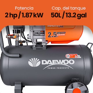Foto 6 | Compresor De Aire Lubricado Horizontal 50l 2.5hp 110v 115psi (+kit) Daewoo