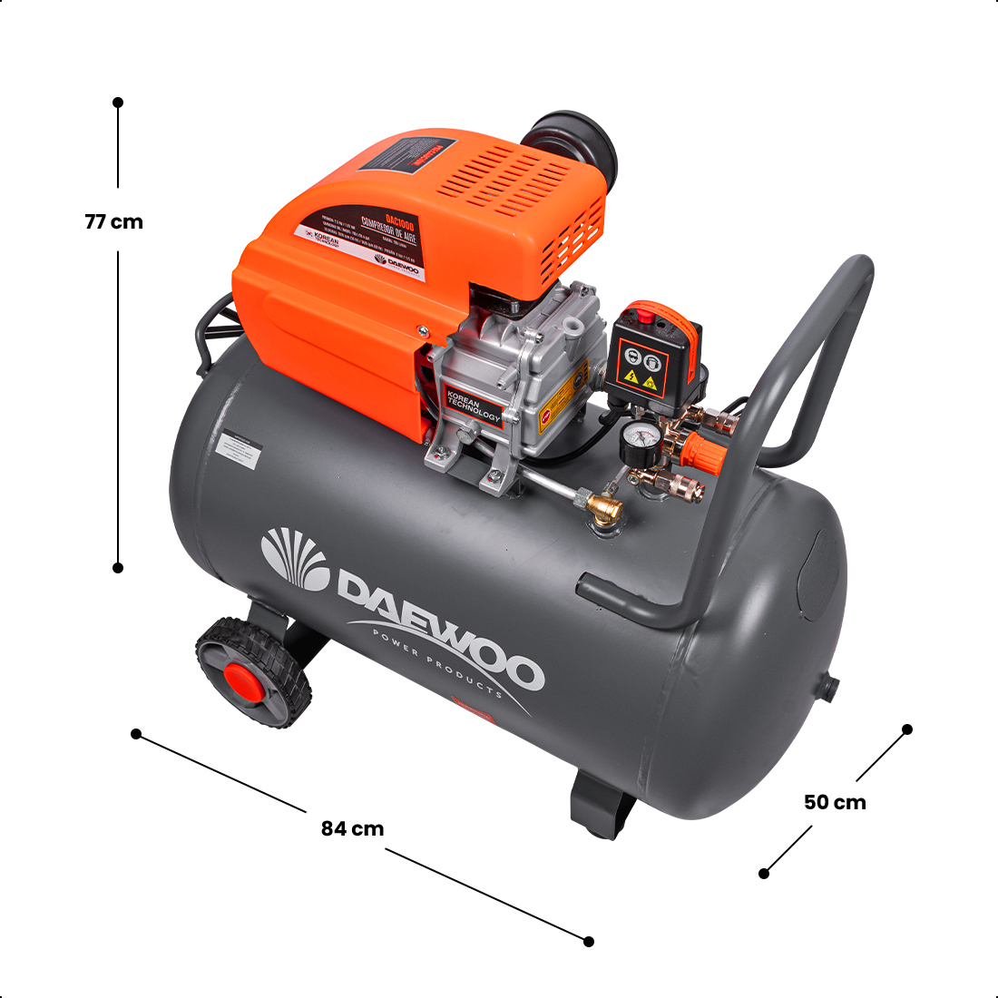 Foto 5 pulgar | Compresor De Aire  Lubricado  Horizontal 100l 2hp 110v (+kit) Daewoo