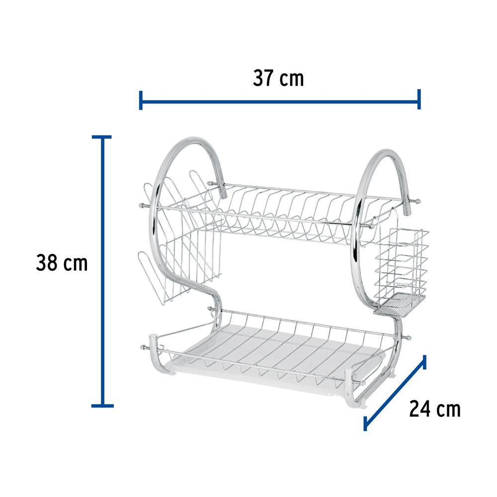Foto 4 pulgar | Escurridor De Acero Cromado Con 2 Niveles Para Trastes