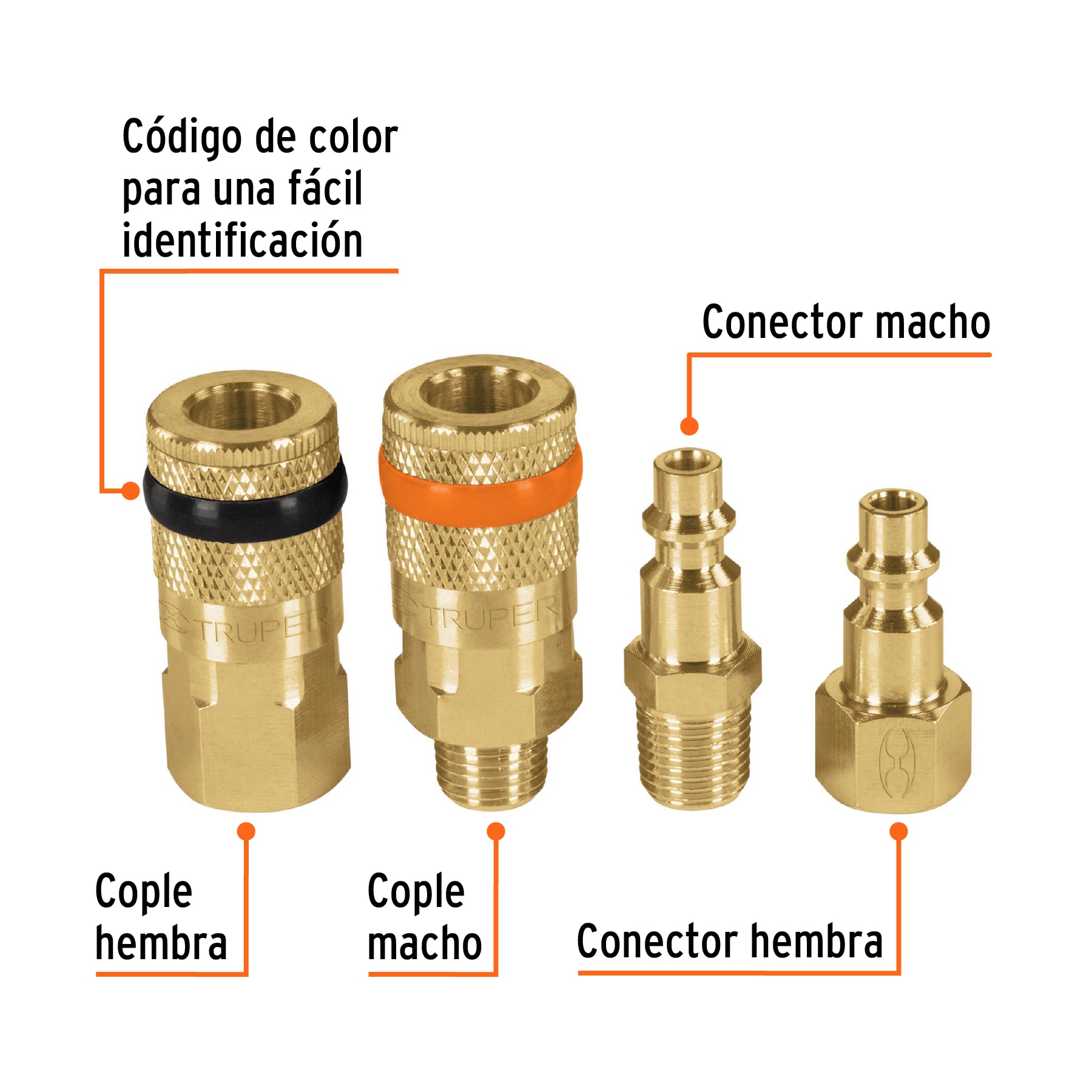 Foto 3 | Juego de 2 Conectores y 2 Coples para Compresor de Aire Neumático Truper
