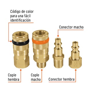 Foto 3 | Juego de 2 Conectores y 2 Coples para Compresor de Aire Neumático Truper