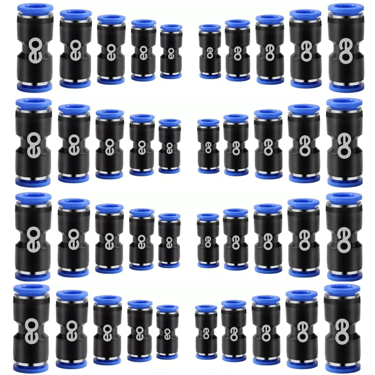 Kit 40 Conectores De Empuje Rectos, 1/2, 3/8, 5/16, 1/4, 5/32 Eo Safe Imports Esi-13158-1 Multicolor