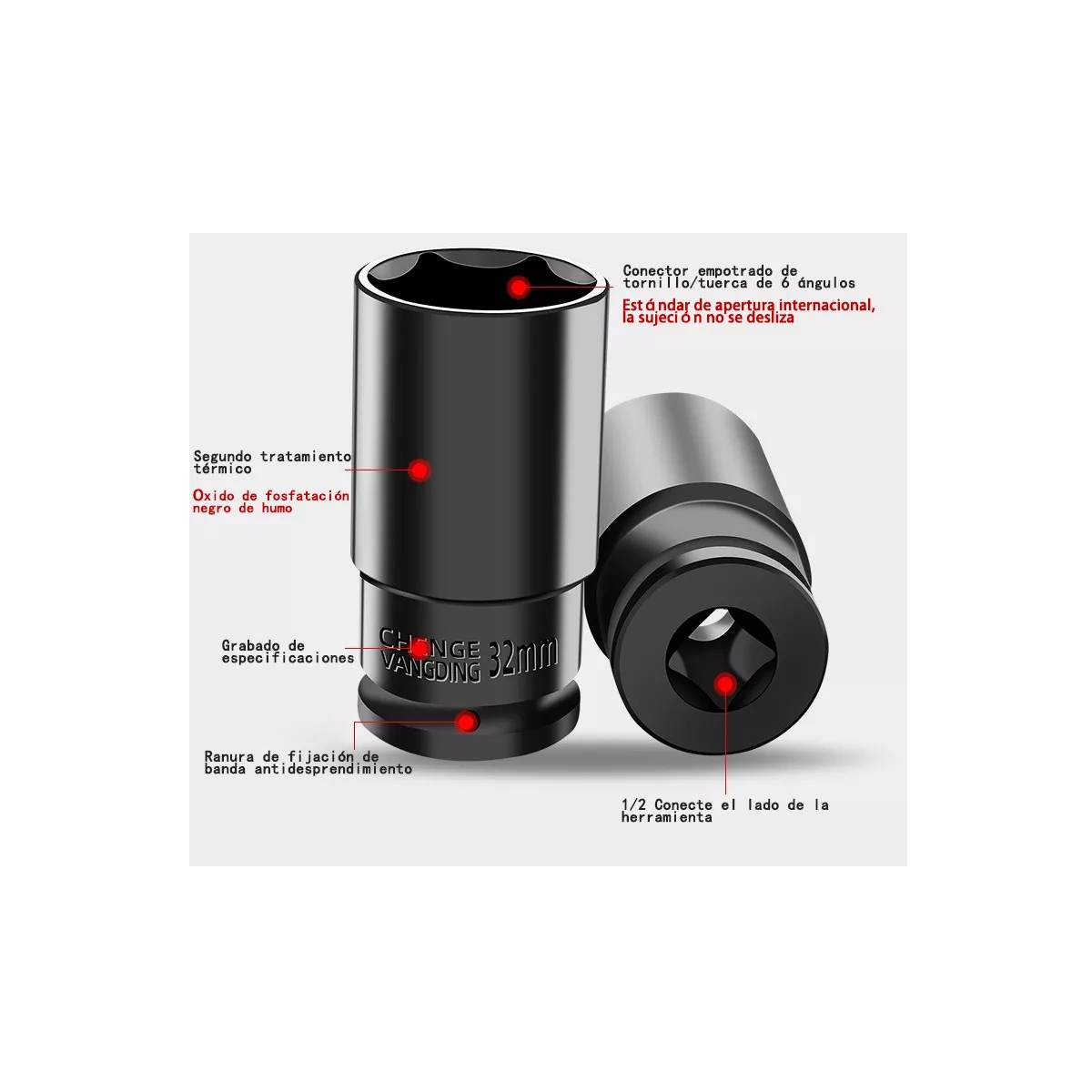 Foto 2 | Juego De Herramientas De 1/2 Llaves De Vaso Adaptador 14pcs Eo Safe Imports Esi-7113-1 Negro
