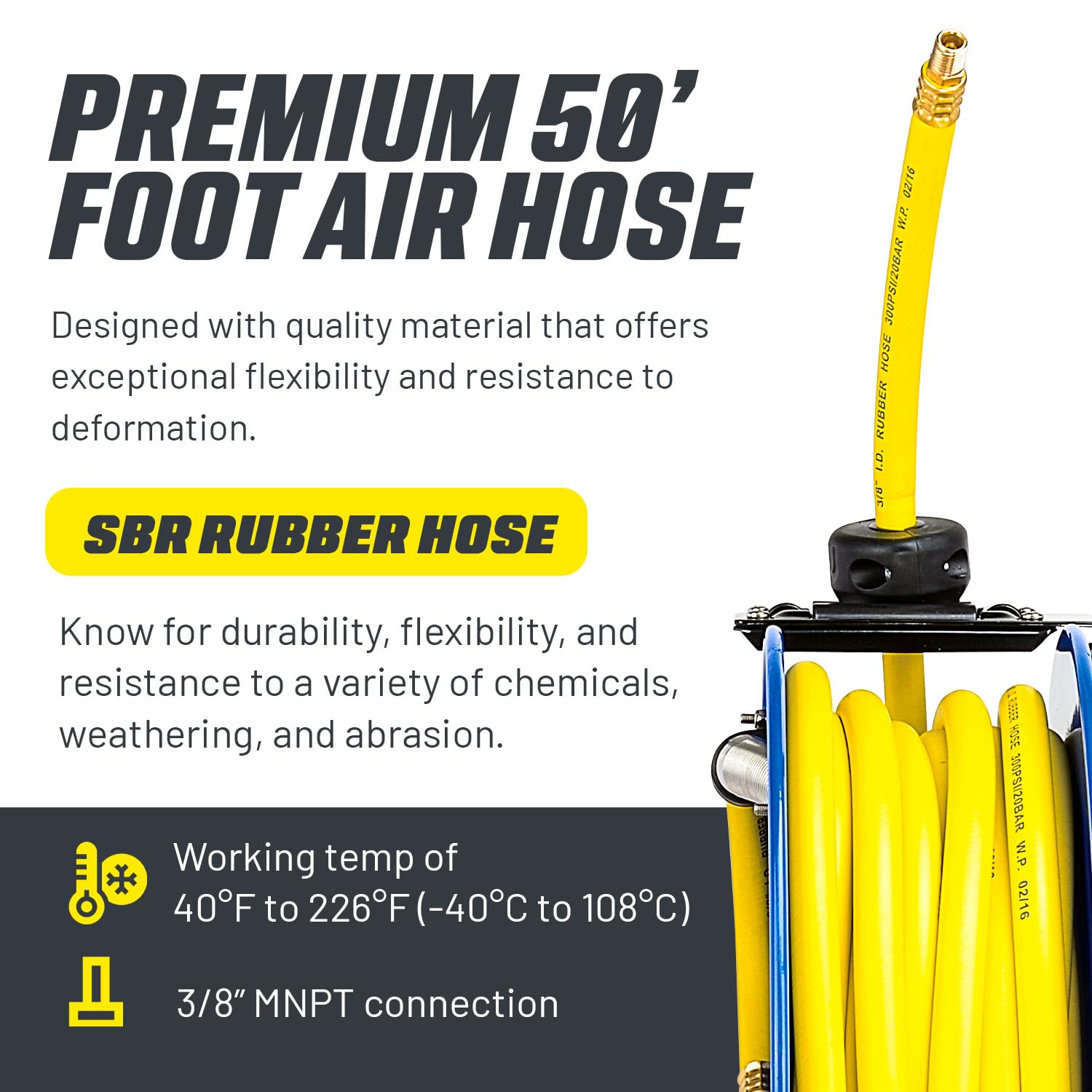 Foto 3 | Manguera De Aire Retráctil Goodyear, 10 Mm X 15 M, 300 Psi - Venta Internacional.