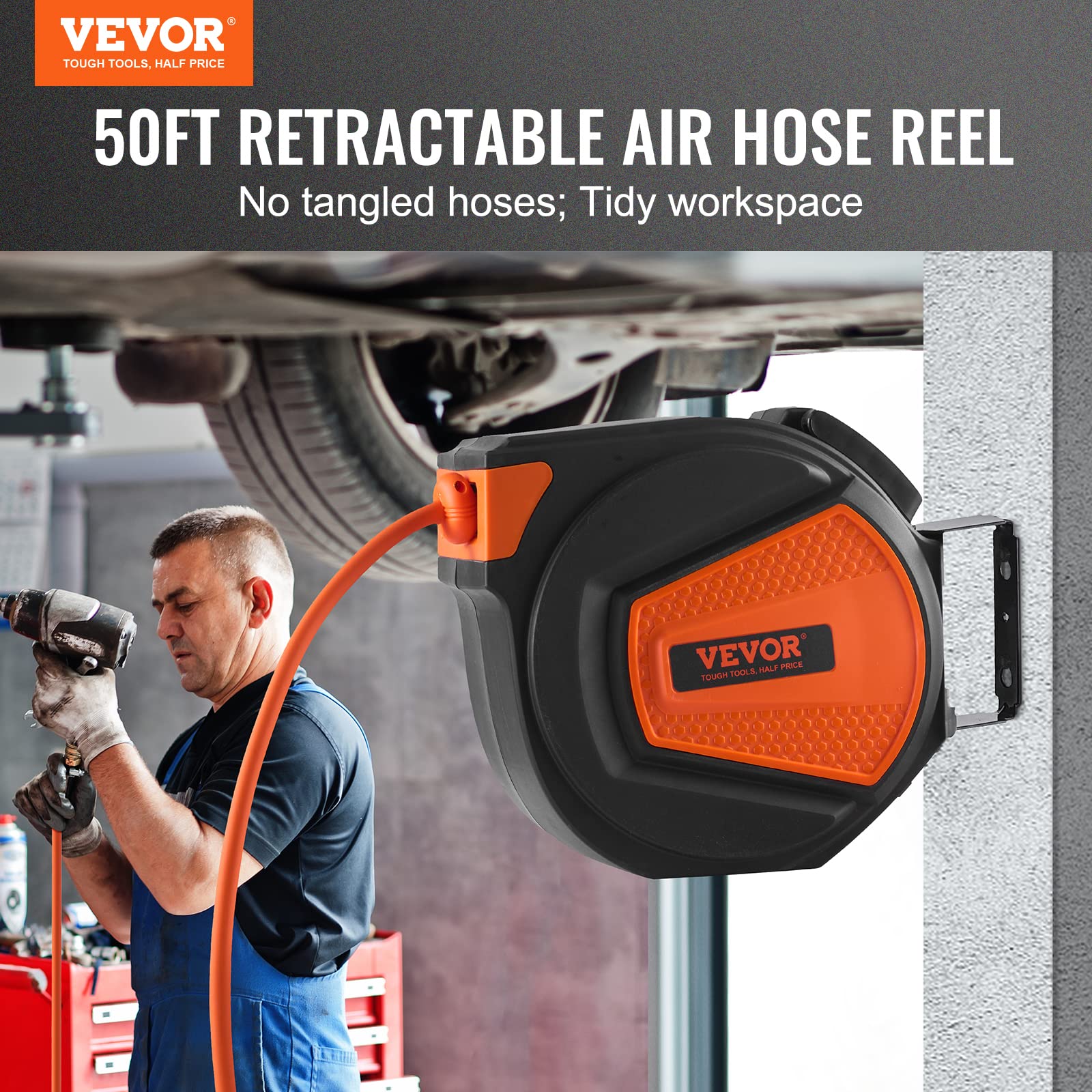 Foto 2 | Manguera De Aire Retráctil Vevor, 3/8 Pulgadas X 50 Pies, Híbrida, 300 Psi - Venta Internacional.