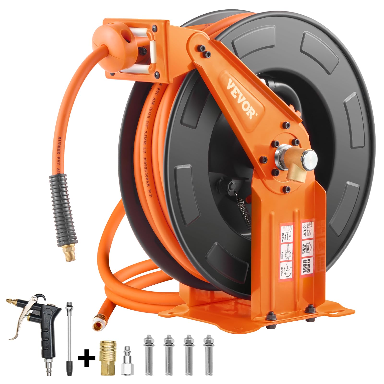 Manguera De Aire Retráctil Vevor Híbrida De 3/8 X 65 Pies, 300 Psi - Venta Internacional. $3,791