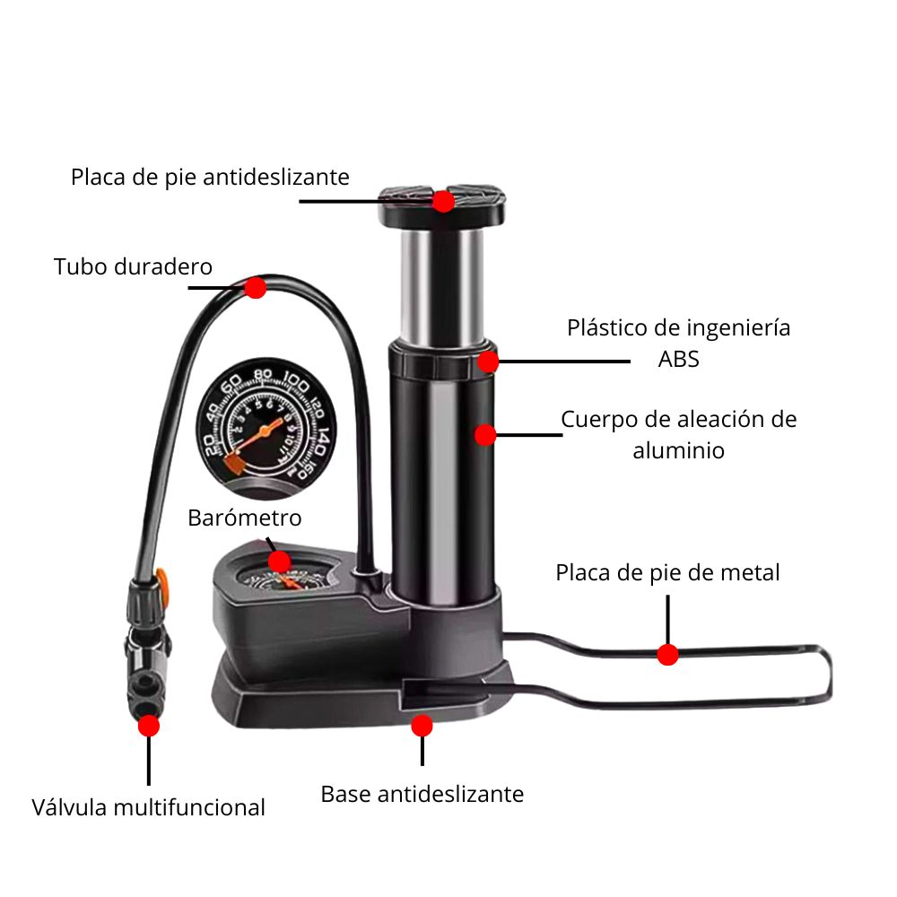 Foto 4 pulgar | Mini Bomba De Aire De Pie Con Barómetro Universal