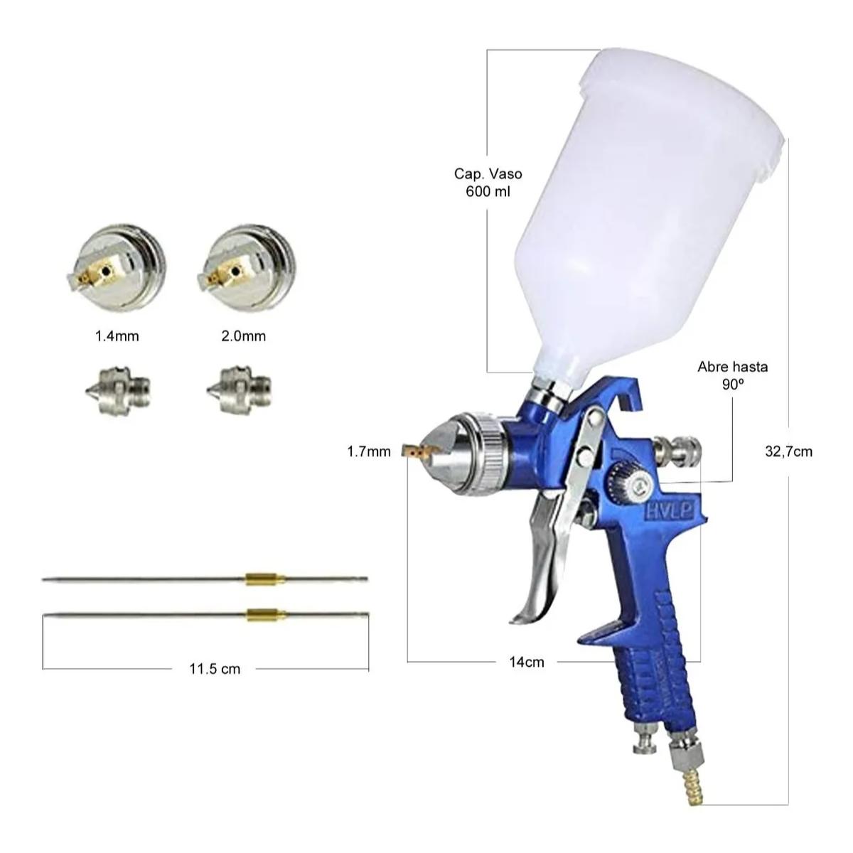 Foto 2 | Pistola De Gravedad H827g-kit Con Boquillas 1.4/1.7/2.0 Mm Y Vaso 600 Ml – Profesional Para Pintura Automotriz