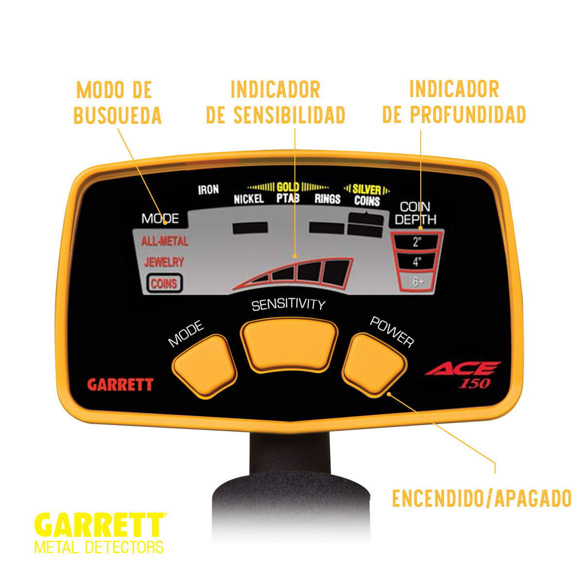 Foto 3 pulgar | Detector de Metales Garrett Ace 150