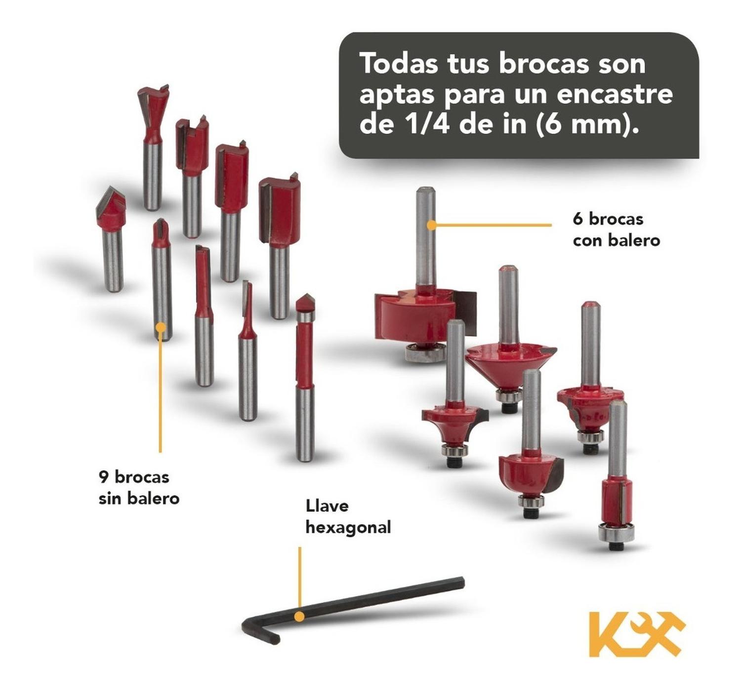 Foto 4 | Estuche de 15 Brocas de Carburo para Router de 1/4 Impulso color Gris