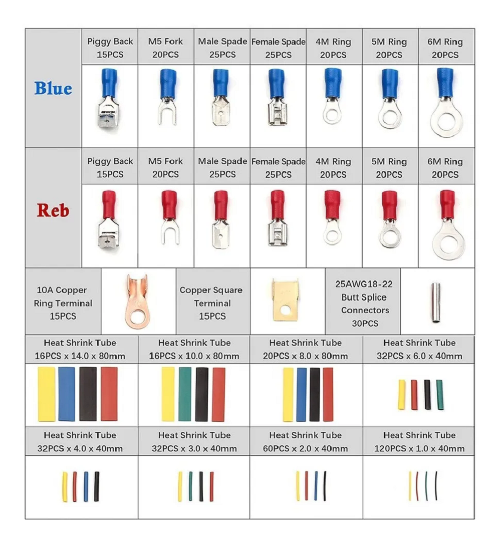 Foto 4 pulgar | Set 678 Terminales Aisladas Conectores para Cable Eléctrico Malubero