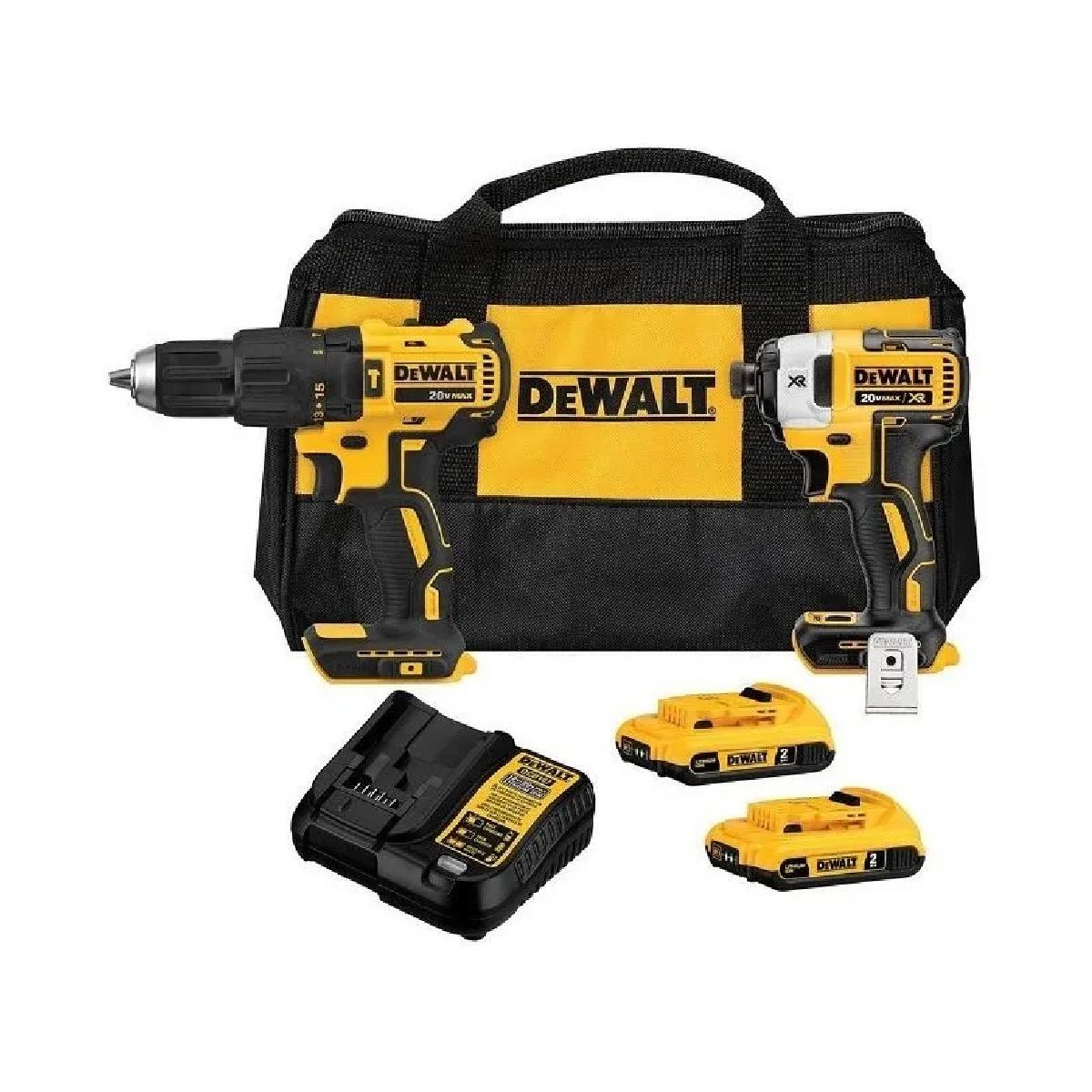 Foto 1 | Rotomartillo DeWALT 1/2” 20v0/1750 Rpm + Pistola Impacto 1/4” 20v 0/3200 Gpm + 2 Batería + Cargador + Bolsa Contrati