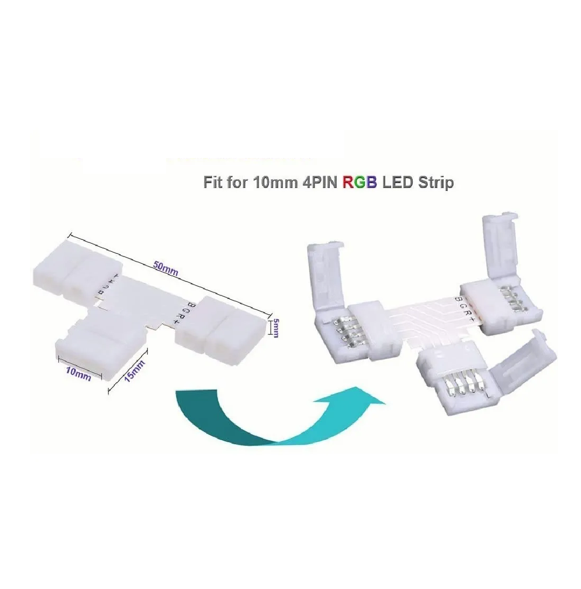 Foto 3 pulgar | Kit Conectores de Broche para Unir Tira Led Rgb Eo Safe Imports Esi-141 color Blanco