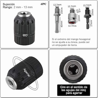 Foto 2 | Adaptador Sds Plus Destornillador Impact Broquero Chuck 1/2 Eo Safe Imports Esi-18 Gris