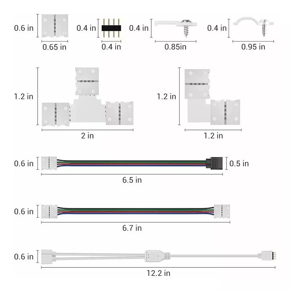 Foto 3 pulgar | 95 Pzs Belug Conector Broche Para Unir Tira Led Rgb 4 Pines 10mm