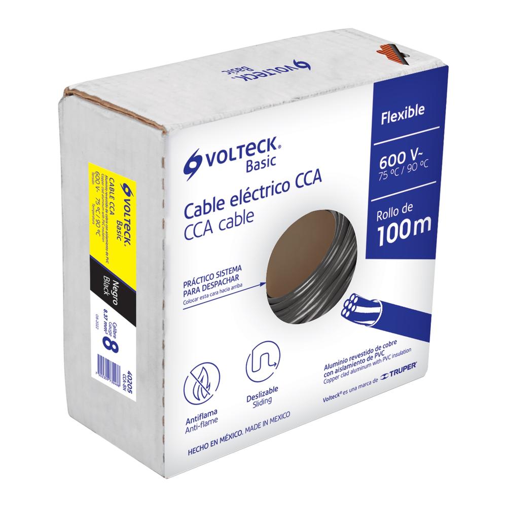 Foto 4 pulgar | Rollo Truper CCA-8N color Negro 100 Metros de Cable Thw Awg Basic