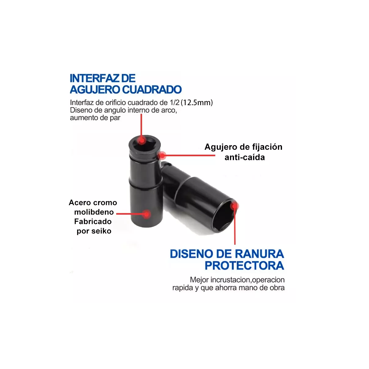 Foto 3 | Kit de Adaptadores para Taladro Dados de Impacto Mecánico Eo Safe Imports Esi-6328 Multicolor