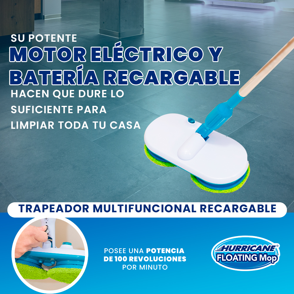 Foto 6 pulgar | Hurricane Floating Mop Trapeador Automático Eléctrico Tv Ofertas Blanco 6 Almohadillas Lavables