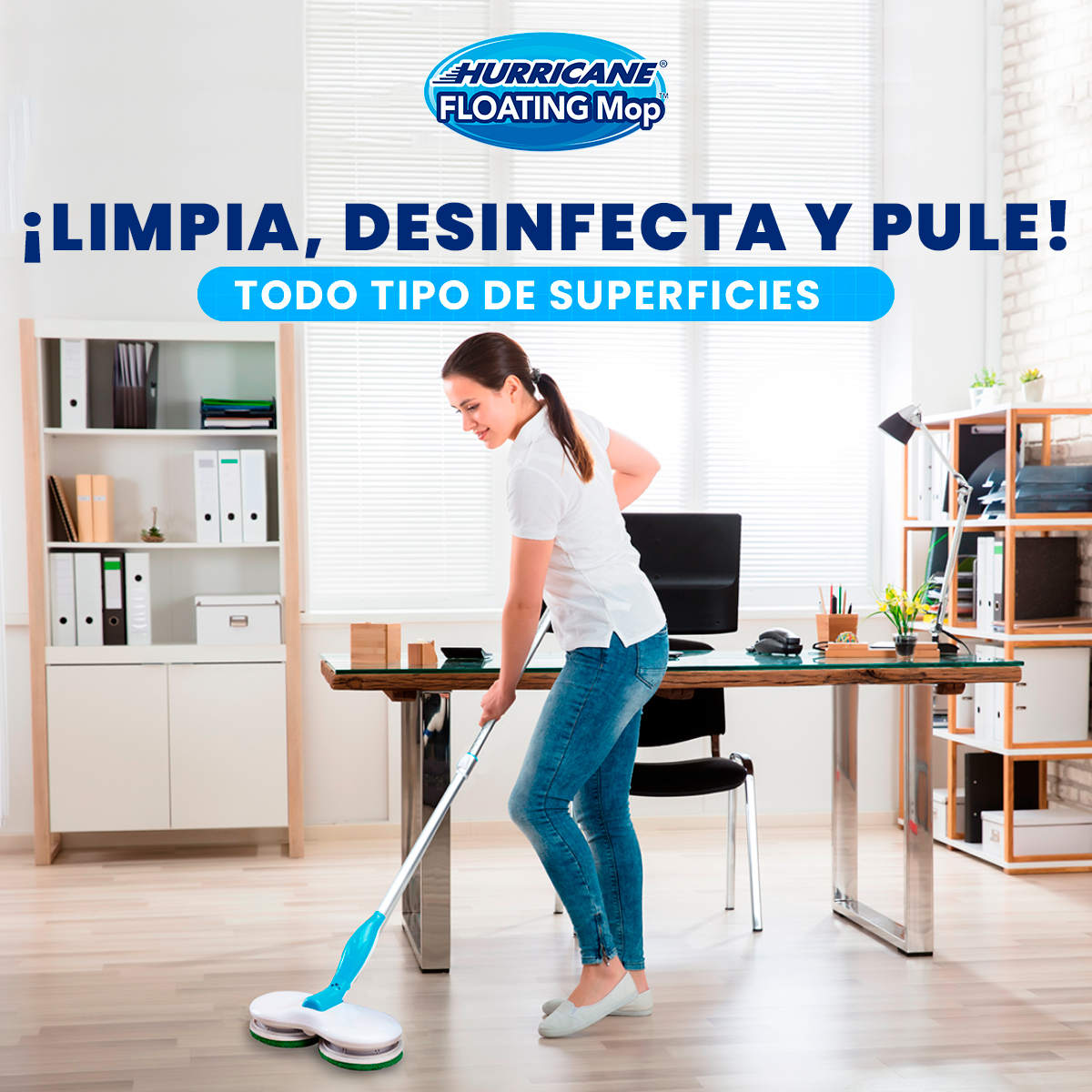 Foto 9 pulgar | Hurricane Floating Mop Trapeador Automático Eléctrico Tv Ofertas Blanco 6 Almohadillas Lavables